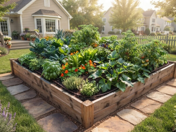 companion planting for raised beds layout diagram