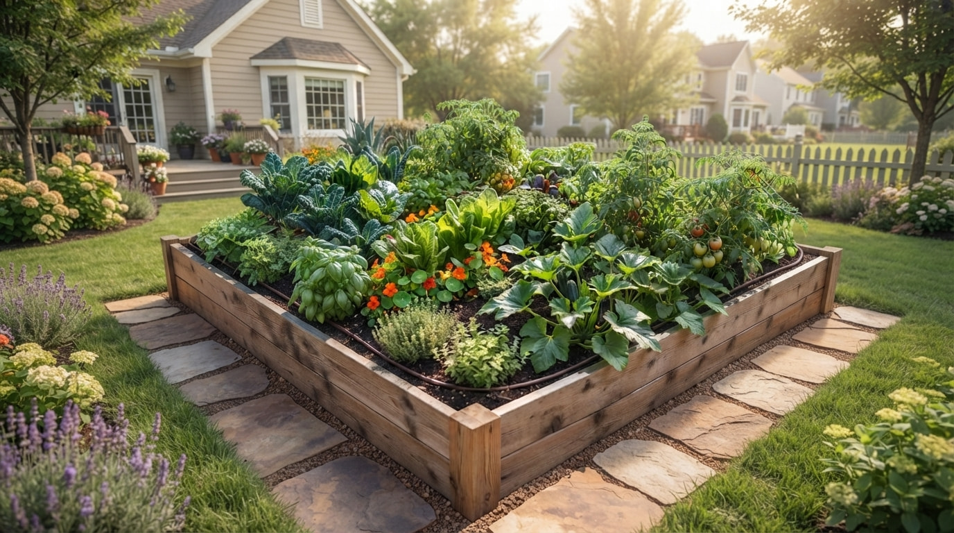 companion planting for raised beds layout diagram