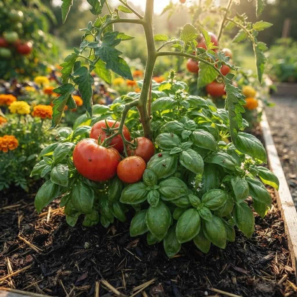 tomato and basil companion planting for raised beds