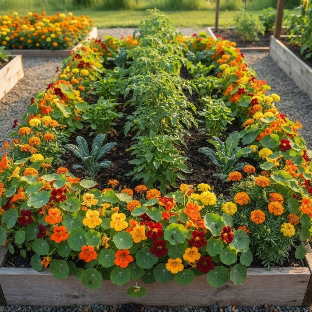 marigold border companion planting for raised beds