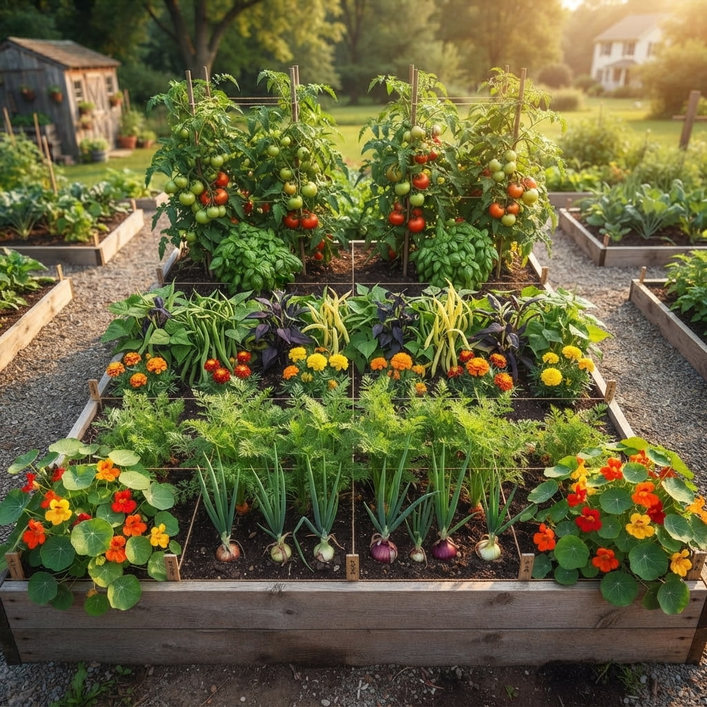 companion planting for raised beds 4x4 layout example